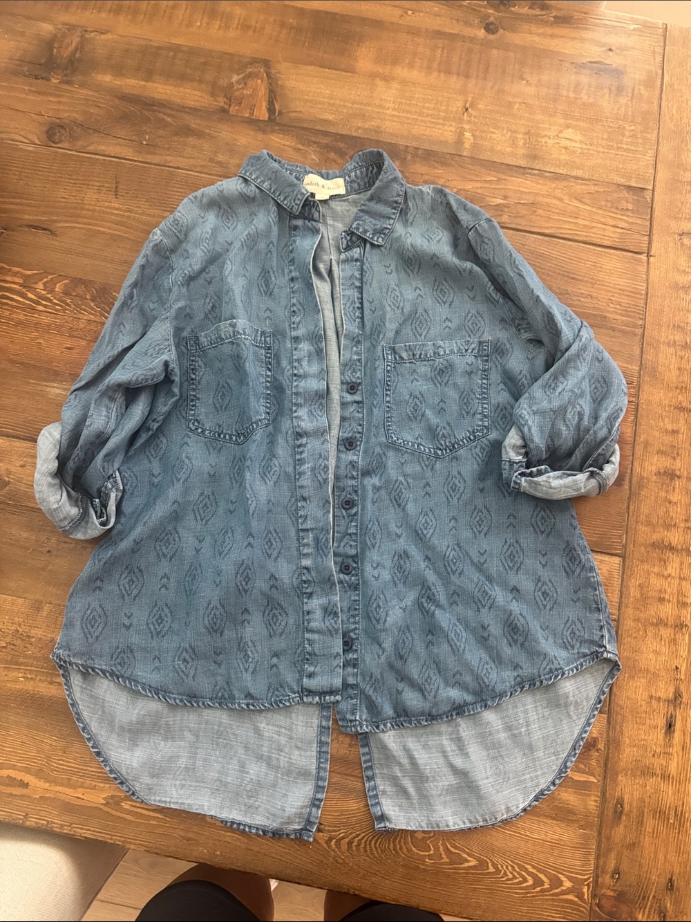 cloth & stone Blue Aztec-Pattern Button-Down Shirt